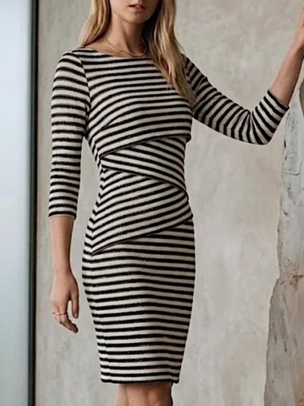 J. McLaughlin Catalina Cloth Nicola Navy White Striped Women's Dress Size Medium